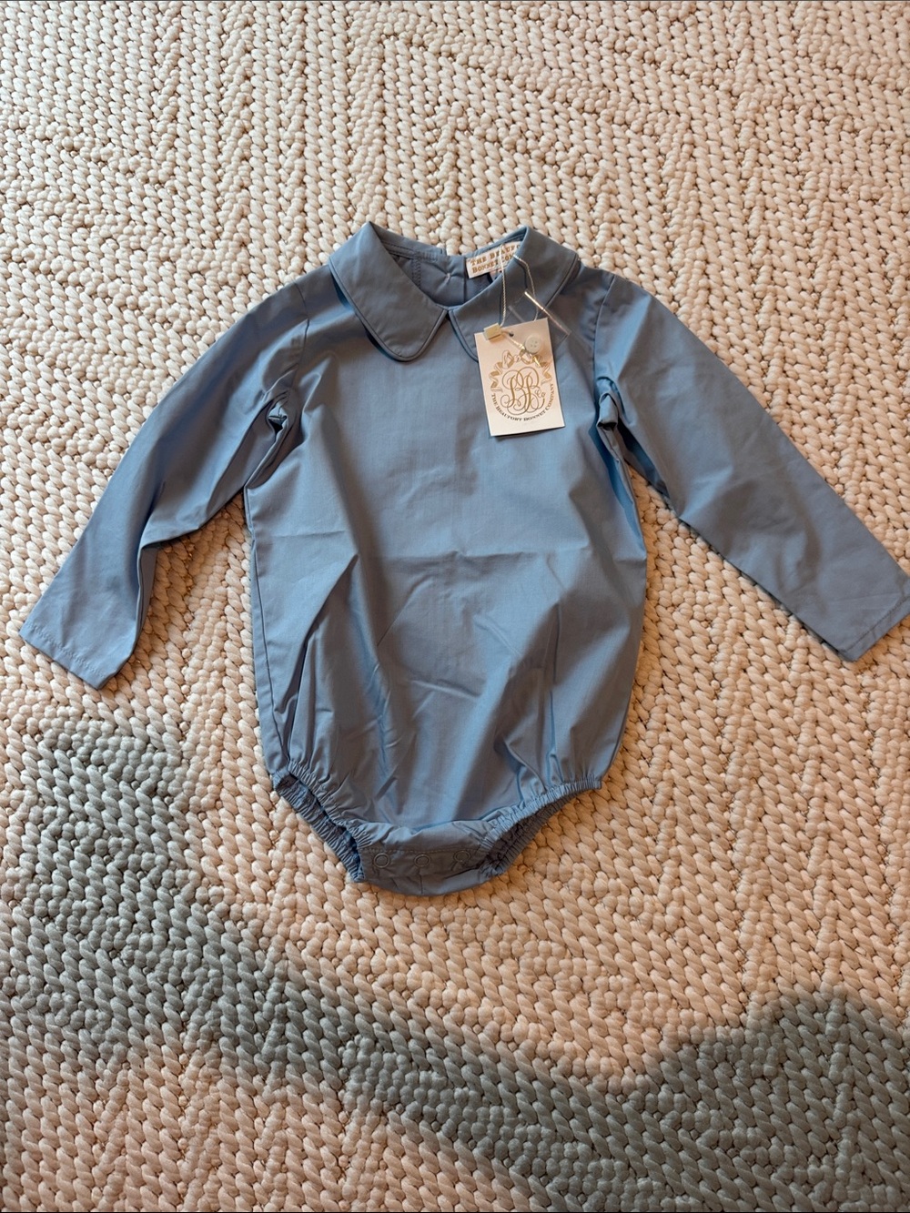 The Beaufort Bonnet Company Baby Blue Long-Sleeve One-Piece petter pan collar